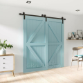 New Arrivals Zmabia White Minimalist Hung Save Space Front Entry wood Barn Door For Villa